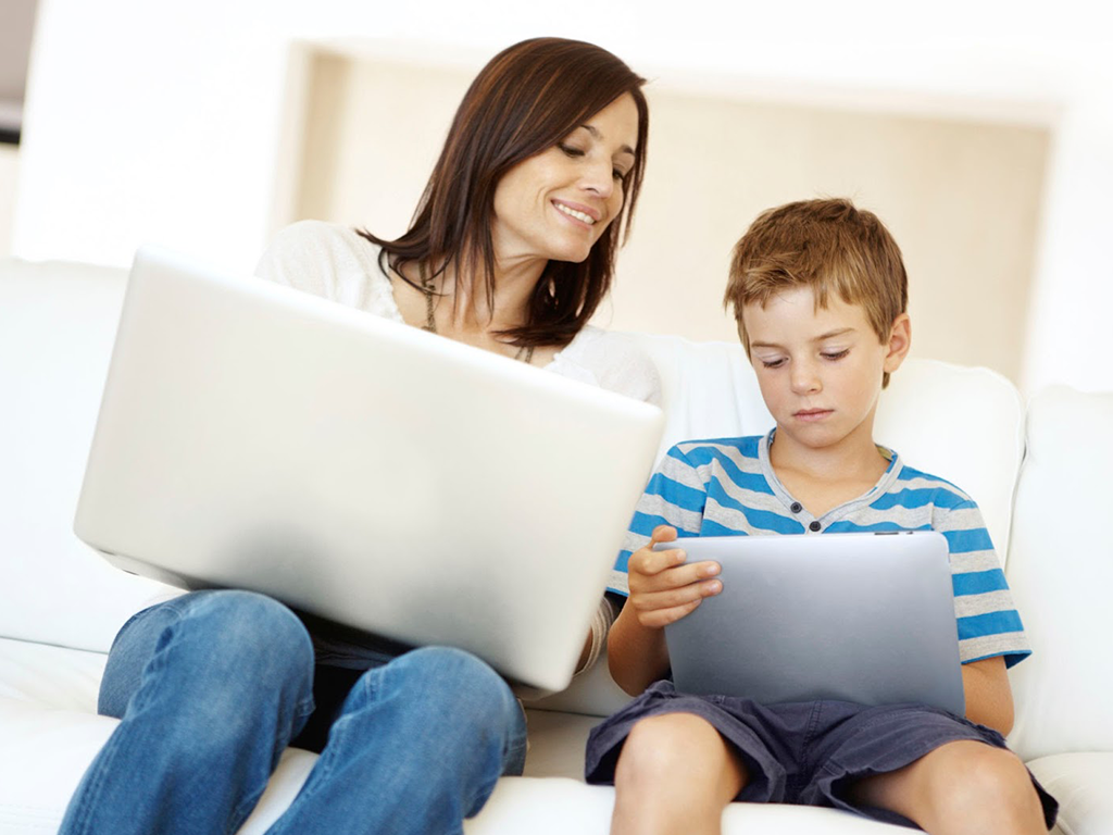 Parents using child-safe devices